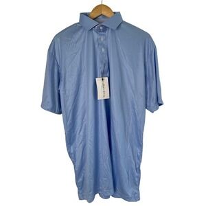 Collars & Co Dress Collar Polo Mens Medium Blue Chevron Performance Shirt NEW